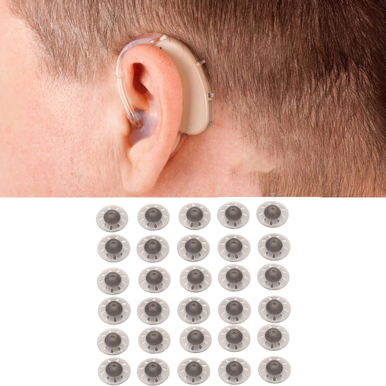 10pcs Hearing Device Domes Sound Amplifier Small Open Black Silicone Ear Tips Accessories for Phonak Sound Aid Domes