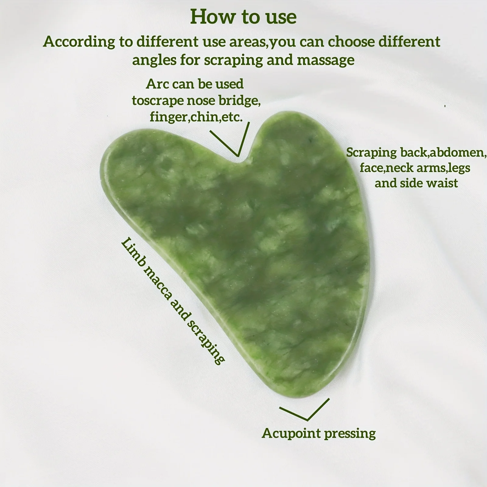 Jade Gua Sha Tool With Organizer Box Jade Heart-shape Massager Neck Eye Massage Guasha Board Beauty Spa Skin Care Health Tool