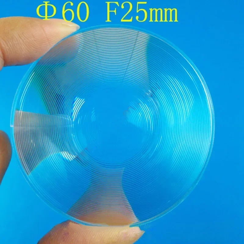 

2pcs 60mm Diameter Round Plastic Fresnel Condensing Lens Focal Length 25mm for Plane Magnifier Solar Concentrator
