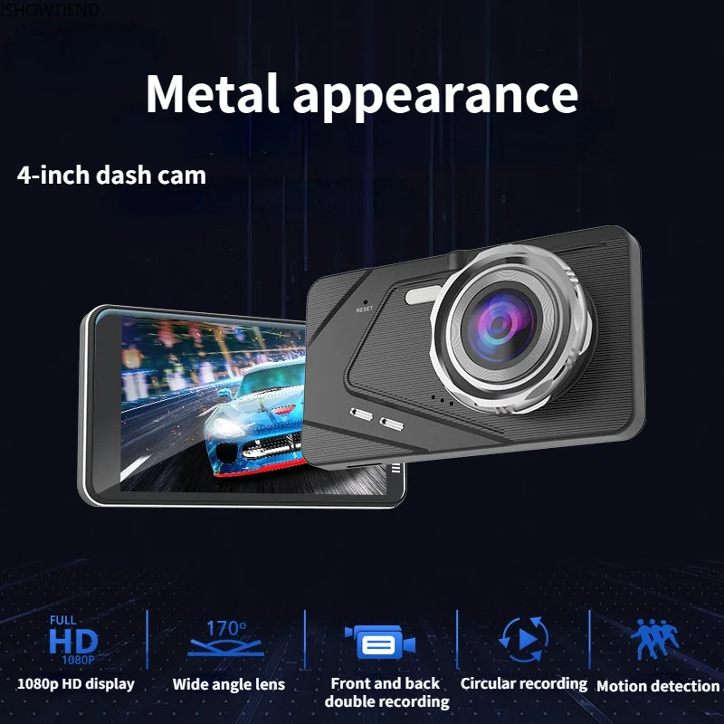 Tachograph Metal Appearance Dash Cam Dual Lens 1080p Multilingual 4-inch Front Back Double Recording Wide Angle Lens Accessories