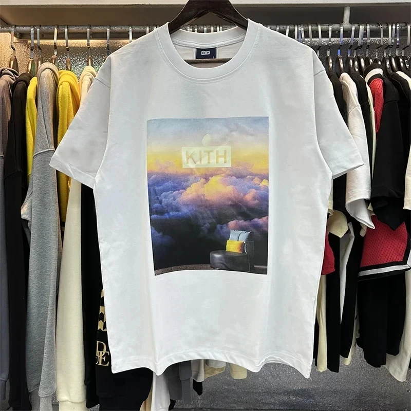 2024 Summer Kith FW Logo T Shirt  Women High Quality Flower Bird Print T-Shirt Loose Kith Short Sleeve with Tag Tee Top