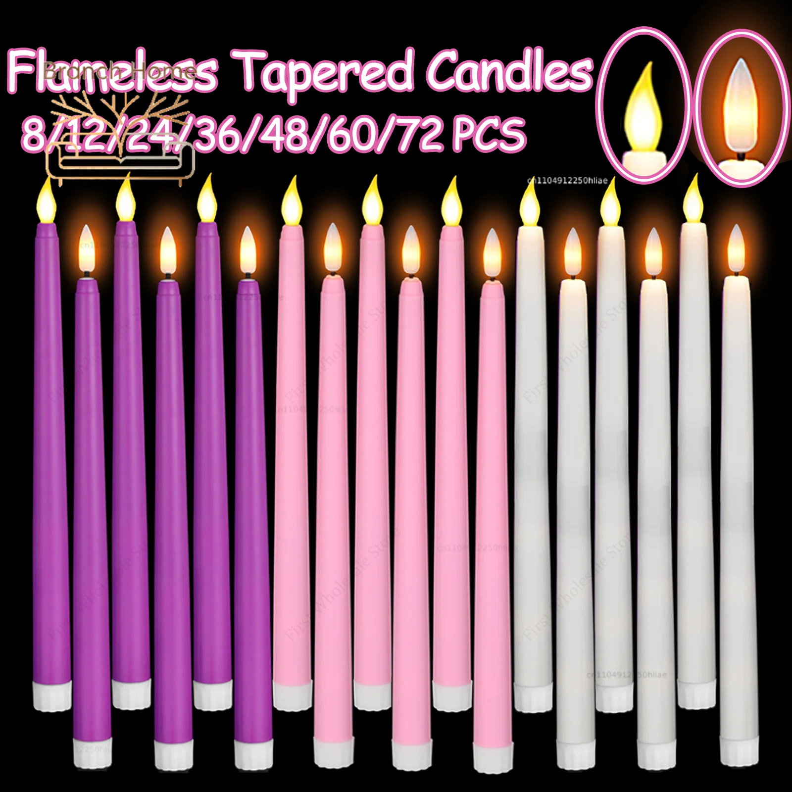 8-72pcs-flameless-taper-candle-wedding-flickering-led-candle-battery-operated-fake-candle-valentine-home-table-decor-candlestick