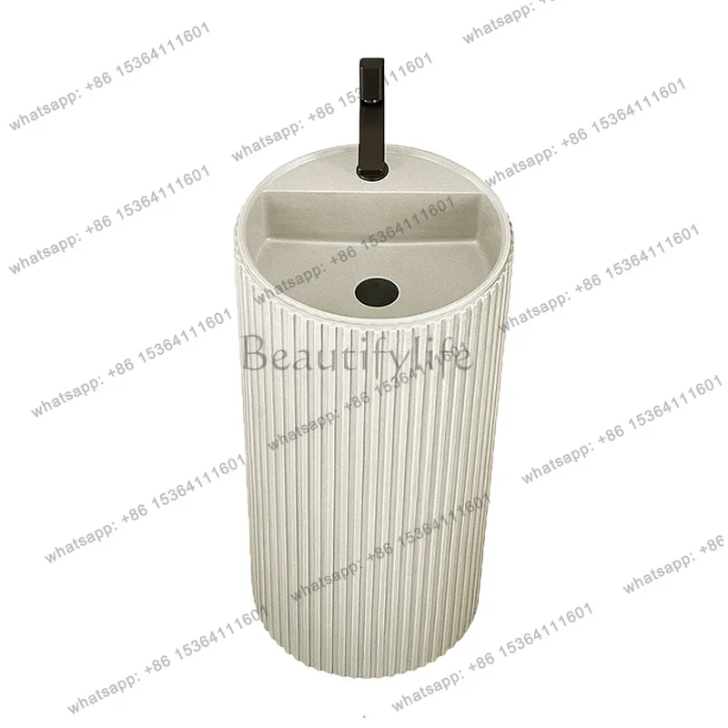 Wabi Sand Cream Wind Column Basin Floor-to-ceiling integrated striped art wash basin