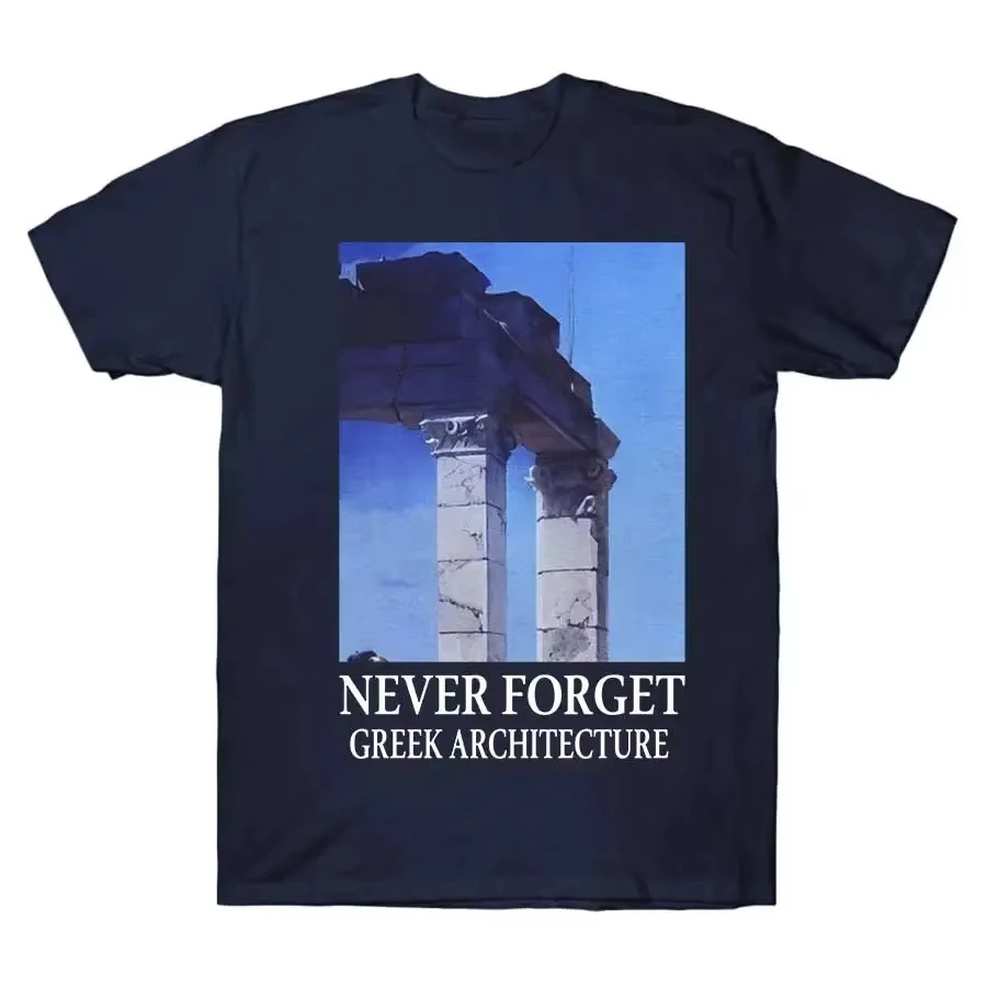 Vergiss niemals die griechische Architektur – bedrucktes T-Shirt, unisex, für Männer, Frauen und Kinder, kurzärmelig, lässiger Streetwear-Stil, grafisches Design. – Detail 5