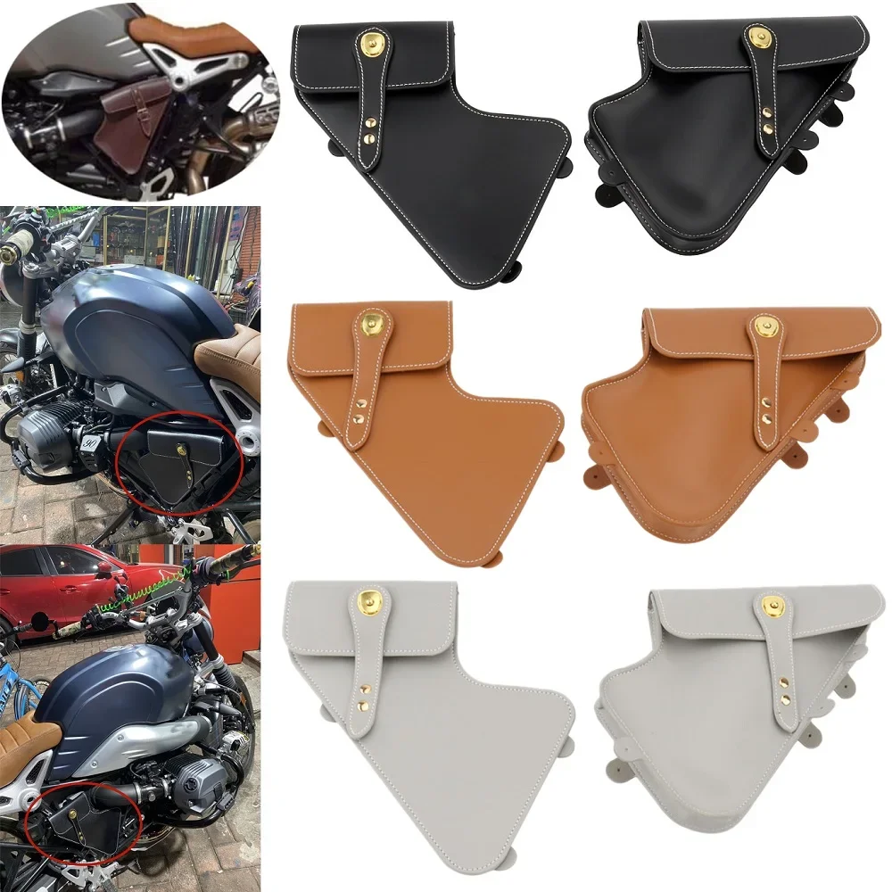 Motorcycle PU Leather Frame Holder Side Bags Packet Bumper Repair Crash Bar For RnineT Pure Racer Scrambler Urban G/S 14-21