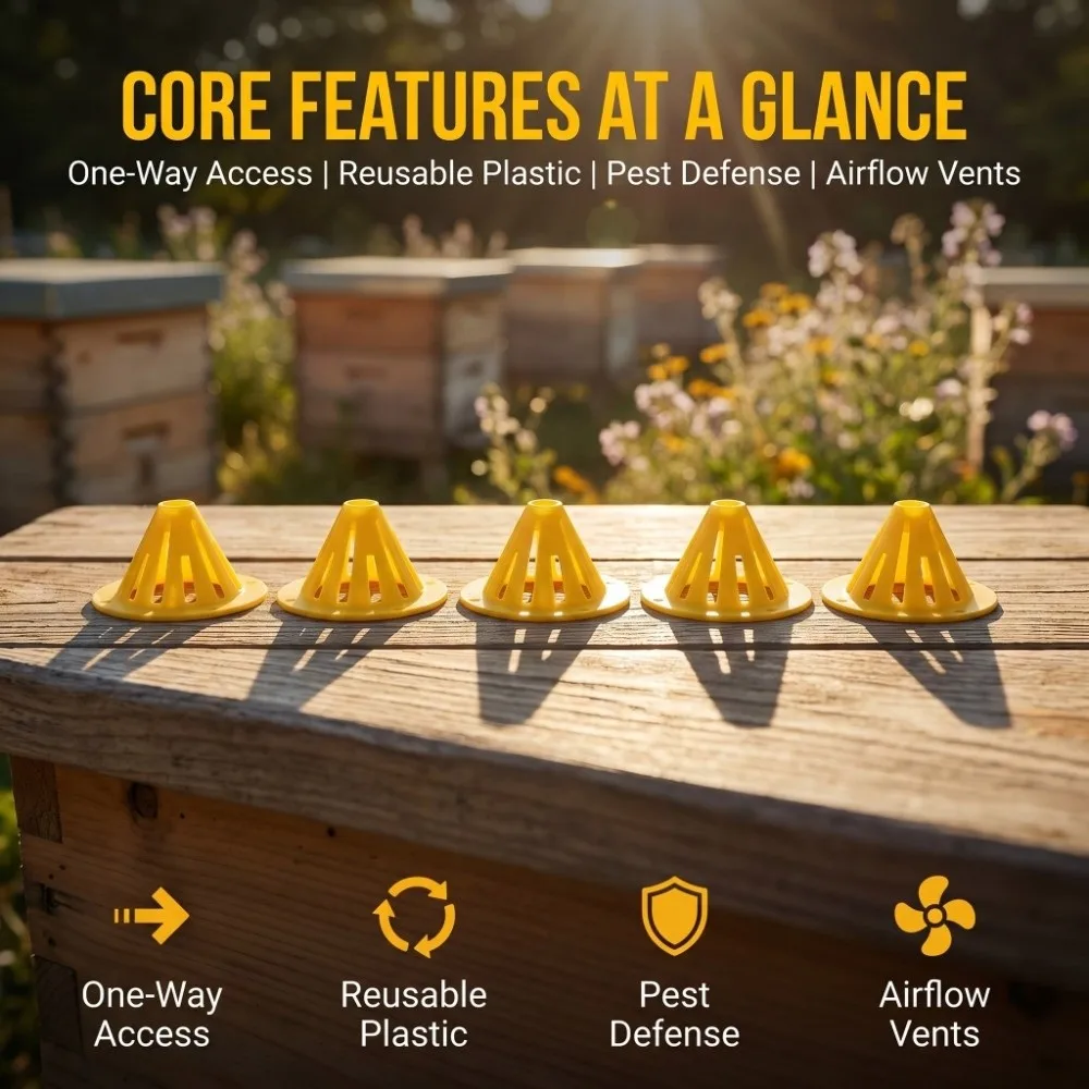 20Pcs Plastic Beehive Escape Equipment Cone Shape One-Way Entrance Gate Cone Shape Bee Nest Door Honey Harvesting