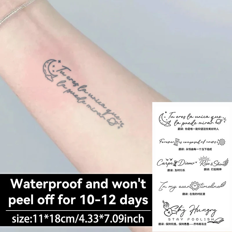 Halloween 1 Sheets English Inspirational Quotes Words Tattoo Floral Butterfly Elements Temporary Body Art Sticker Waterproof
