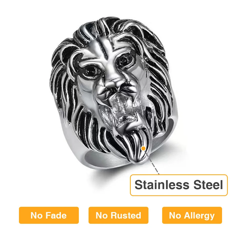 Majestic Lion No Rusted High Quality 316 Stainless Steel Hip Hop Ring for Men Punk Rings  Jewelry