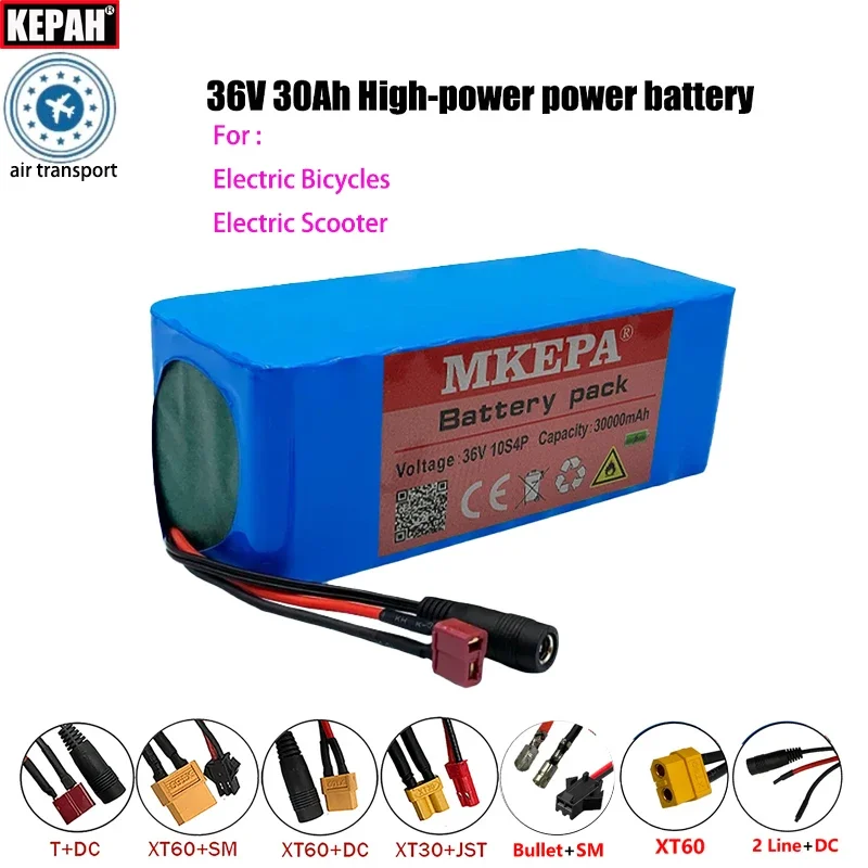 New 36V 42V 10S4P 30Ah 18650 Power 250W-350W Original Lithium Battery For Electric Car Scooter Belt 8AH 10.4AH Endurance 20-35km