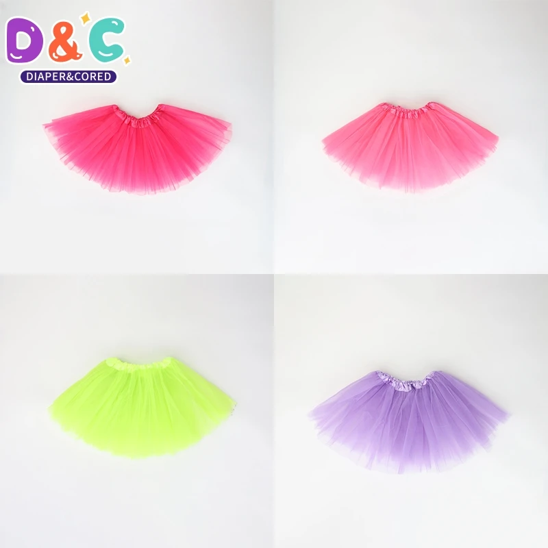 Summer Kids Baby Dance Tutu Skirt For Girl 3 Layers Tulle Toddler Lace Pettiskirt Dance Skirt