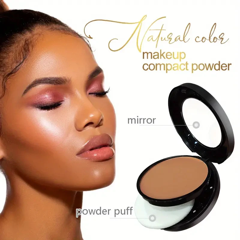 3 color bronzer, sculpting matte powder, waterproof, full coverage, press-on powder, natural color, with puff