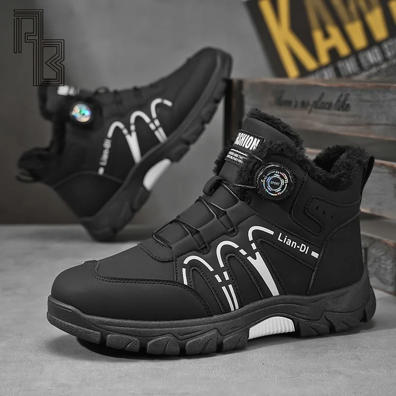 أحذية قطنية سميكة مخملية جديدة لشتاء 2025، أحذية دافئة متعددة الاستخدامات للرجال، أحذية رياضية غير رسمية على الطراز البريطاني