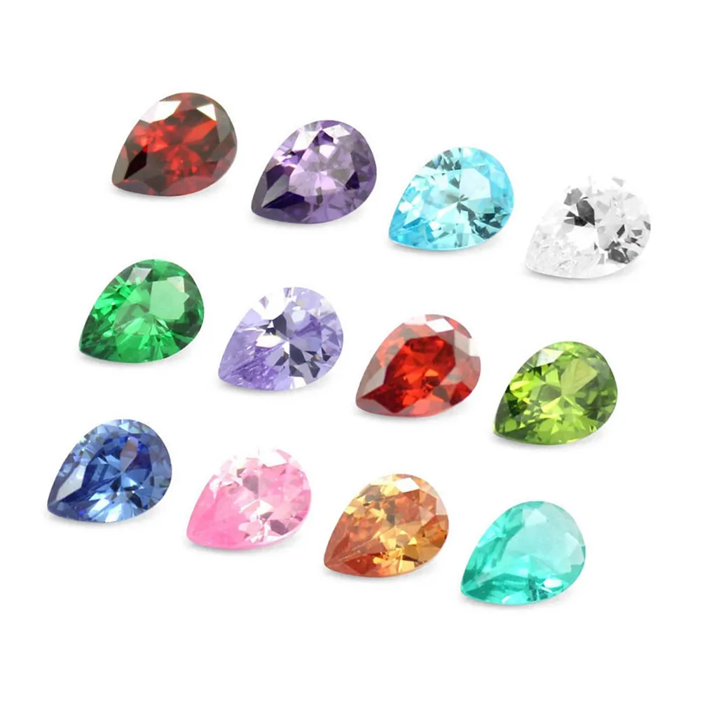 12Pcs Birthday Stone Treasure Gems Drop Shape Assorted Colors for Custom Art Projects Scrapbooking Craft Accessories