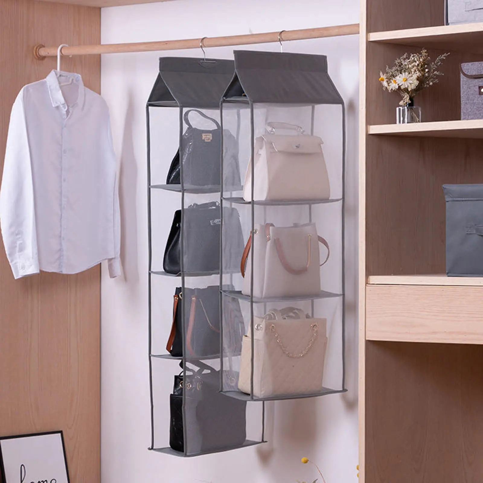 Handbag hanging For Wardrobe Closet Transparent Storage Bag Organizer Door Wall Clear Sundry Shoe Bag with Hanger Pouch