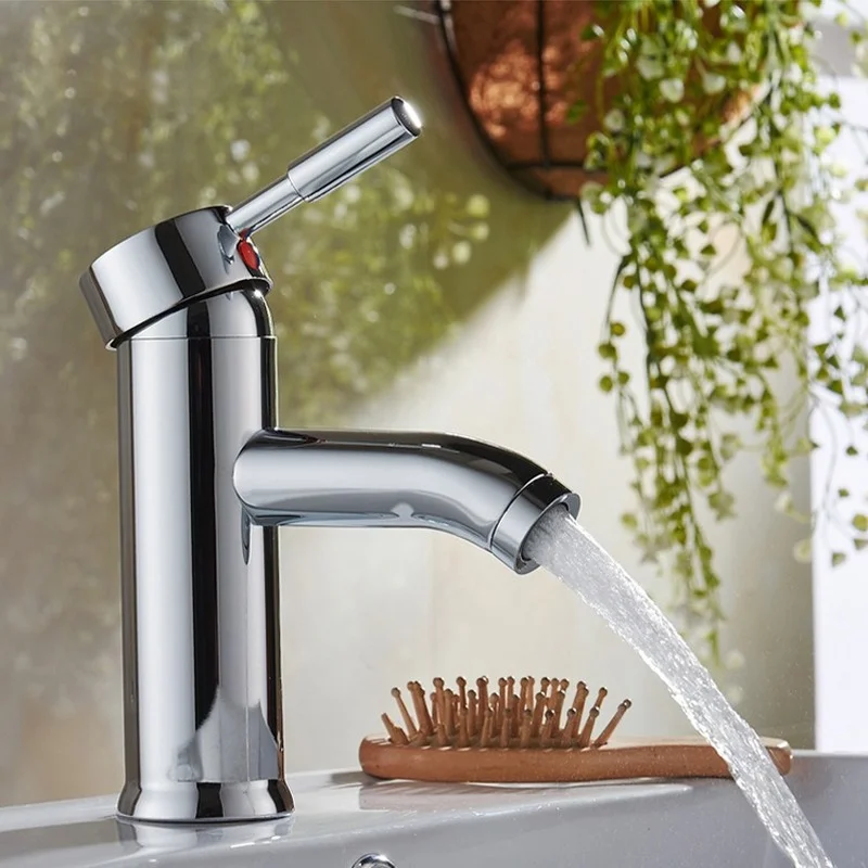 Electroplating Stainless Steel Elbow Basin Faucet Bathroom Toilet Hot and Cold Wash Basin Faucet Household