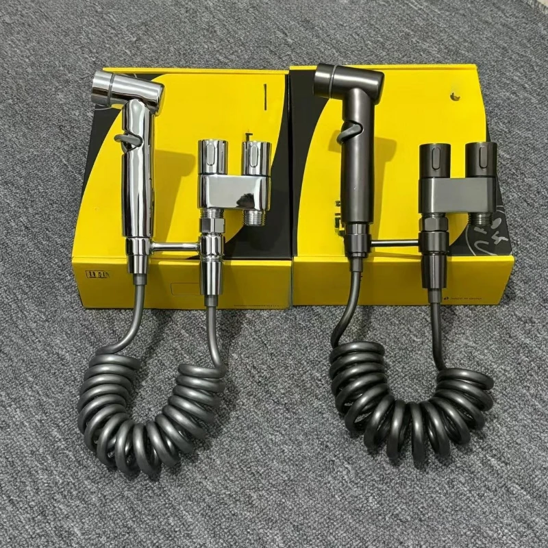 

Stainless steel household one in two out toilet significant other toilet triangle valve booster nozzle flusher