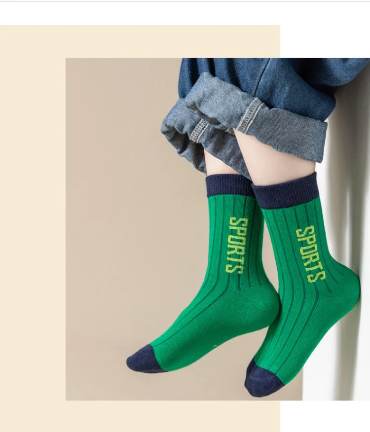 5 Paar Jungen Crew-Socken Frühling Herbst Baumwollsocken Kinder Sportsocken Atmungsaktiv – Detail 7