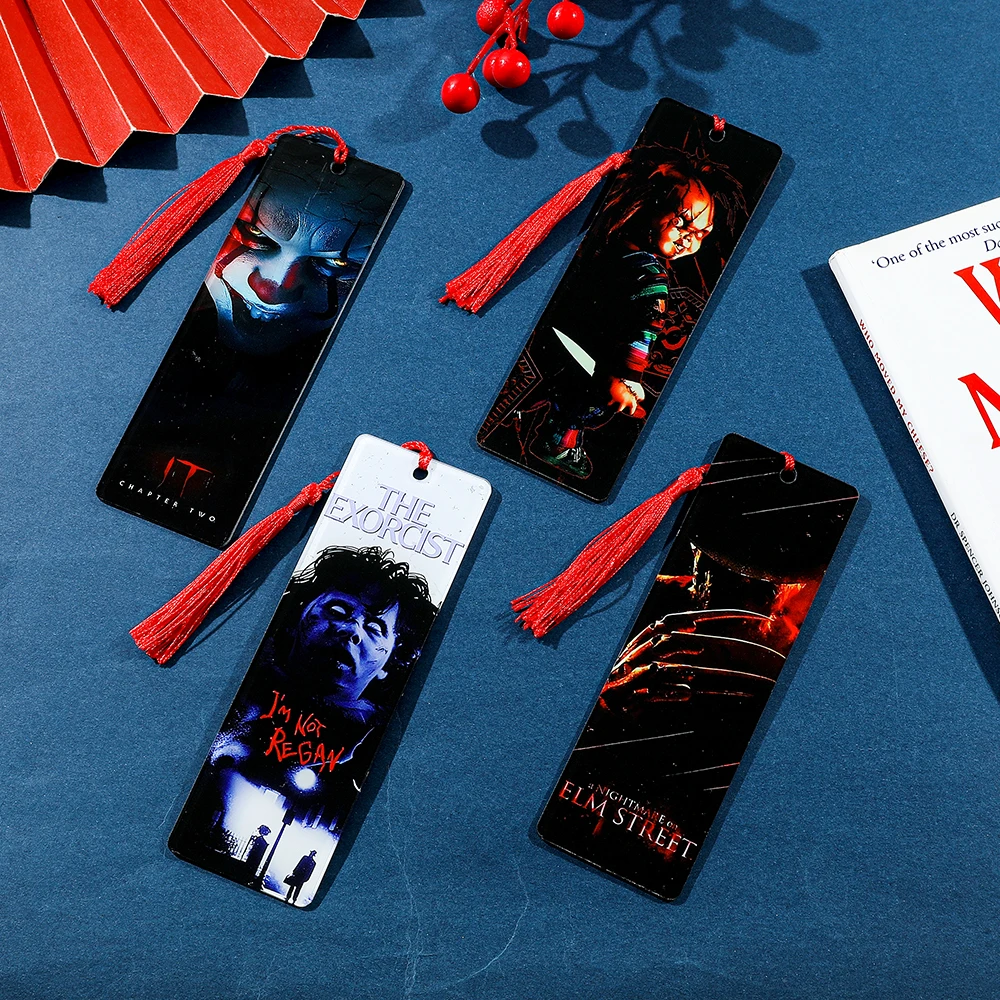 Pennywise Chucky Freddy Acrylic Bookmarks, Horror Fans, Reading Study Office Accessory, Halloween Christmas Birthday Gift