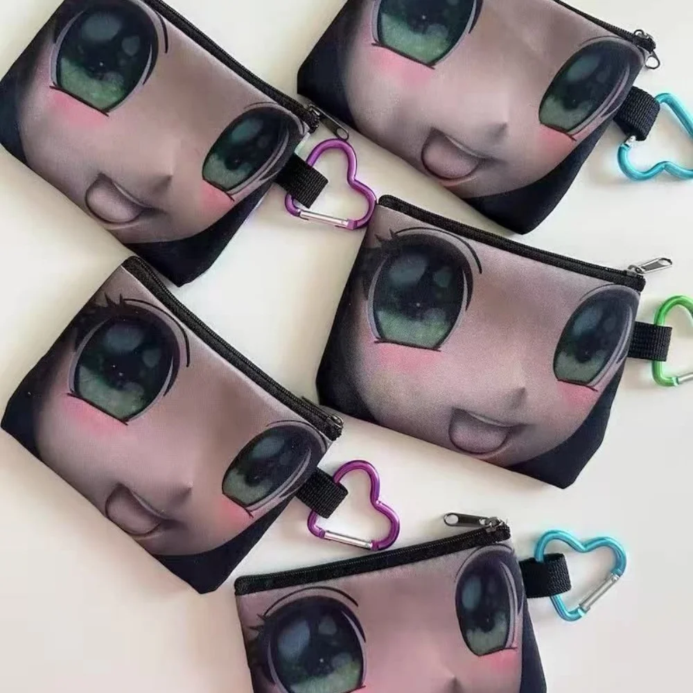 Harajuku Subculture Y2K Heart Plaid Coin Purse Storage Bags Kawaii Bunny Gun Mini Pouch Cute Anime Eye Keychain Bag Decoration
