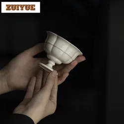 100ml Imitation Song High Foot Cup Japanese Grass Wood Gray Glazed Master Cup Puer Tea Bowl Chazhan Mug Kung Fu Teaset Drinkware