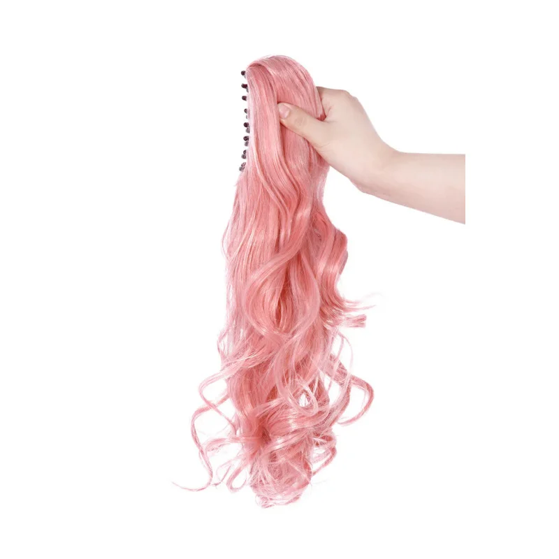 Fate FGO extella Tamamo no Mine pelucas de Cosplay de Lolita, cola de caballo ondulada rosa, peluca completa