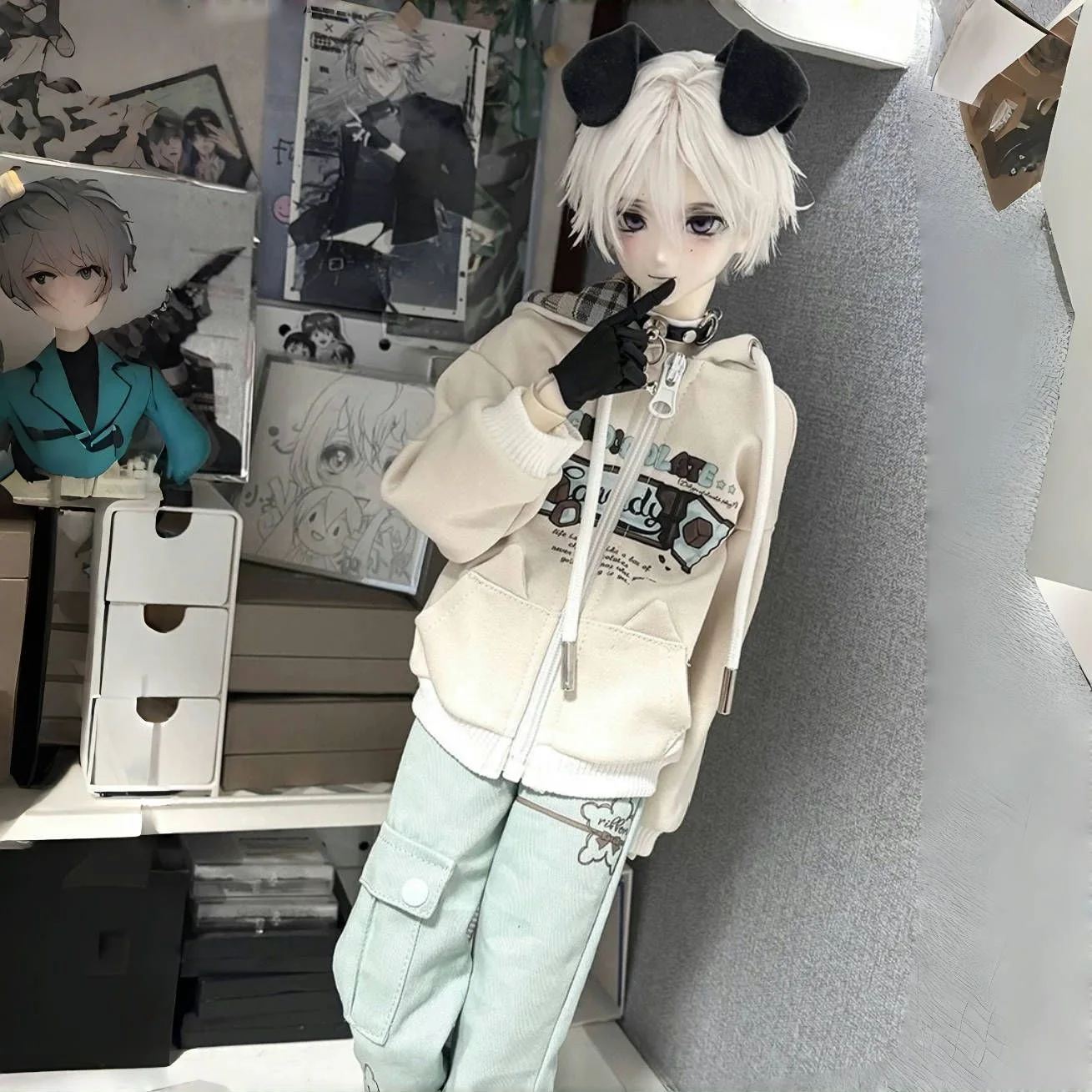 BJD doll clothes suitable for 1/4 size  Cute Hooded sweatshirt suit clothes suit doll accessories (2 points)