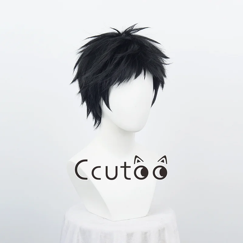 Anime Akaashi Keiji parrucca Cosplay uomo 30cm parrucca nera resistente al calore capelli sintetici festa Anime parrucche Cosplay + parrucca Cap