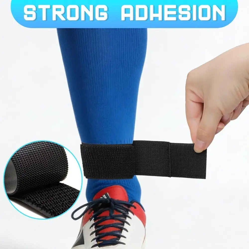 1pair Portable Anti Slip Shin Guard Straps Adjustable Lightweight Soccer Lace Bands Breathable Shinguard Stays Sports