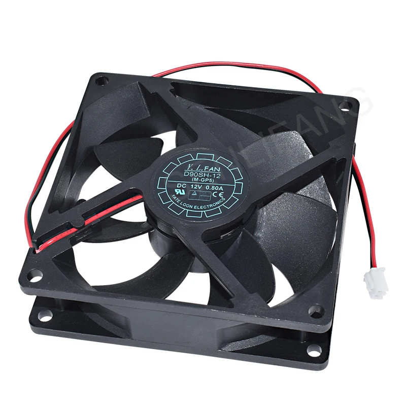 Band New Cooler D90SH-12 9025 90MM 9CM DC 12V 0.80A 2 Wires Chassis Cooling Fan