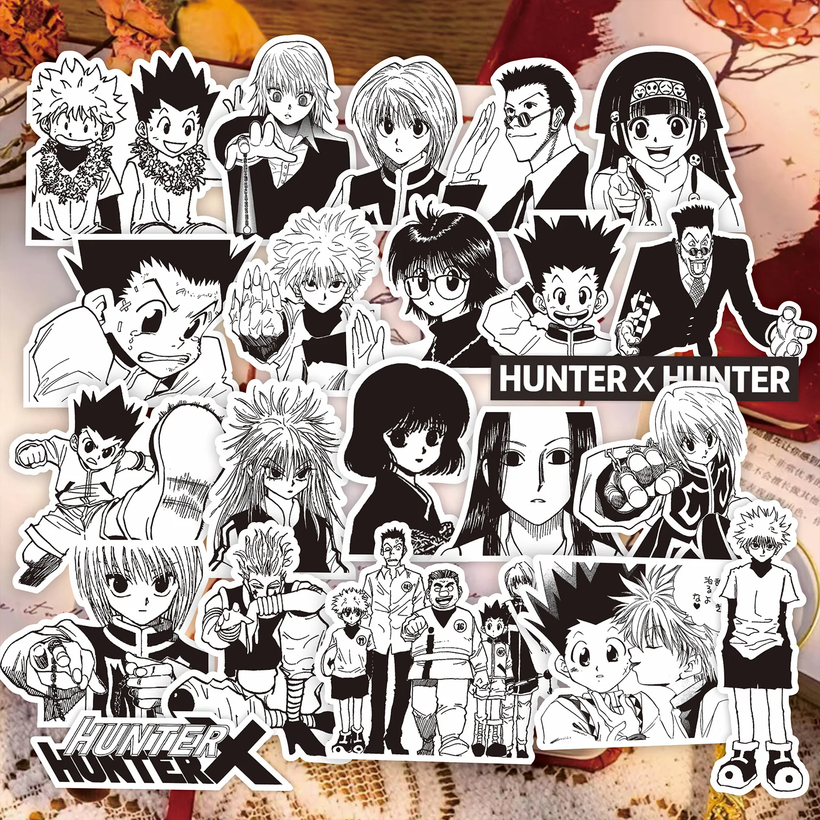 70PCS Black and White Anime Hunter×Hunter Graffiti Stickers Decals Kids Toys Phone Case Skateboard Guitar Sticker Decoration