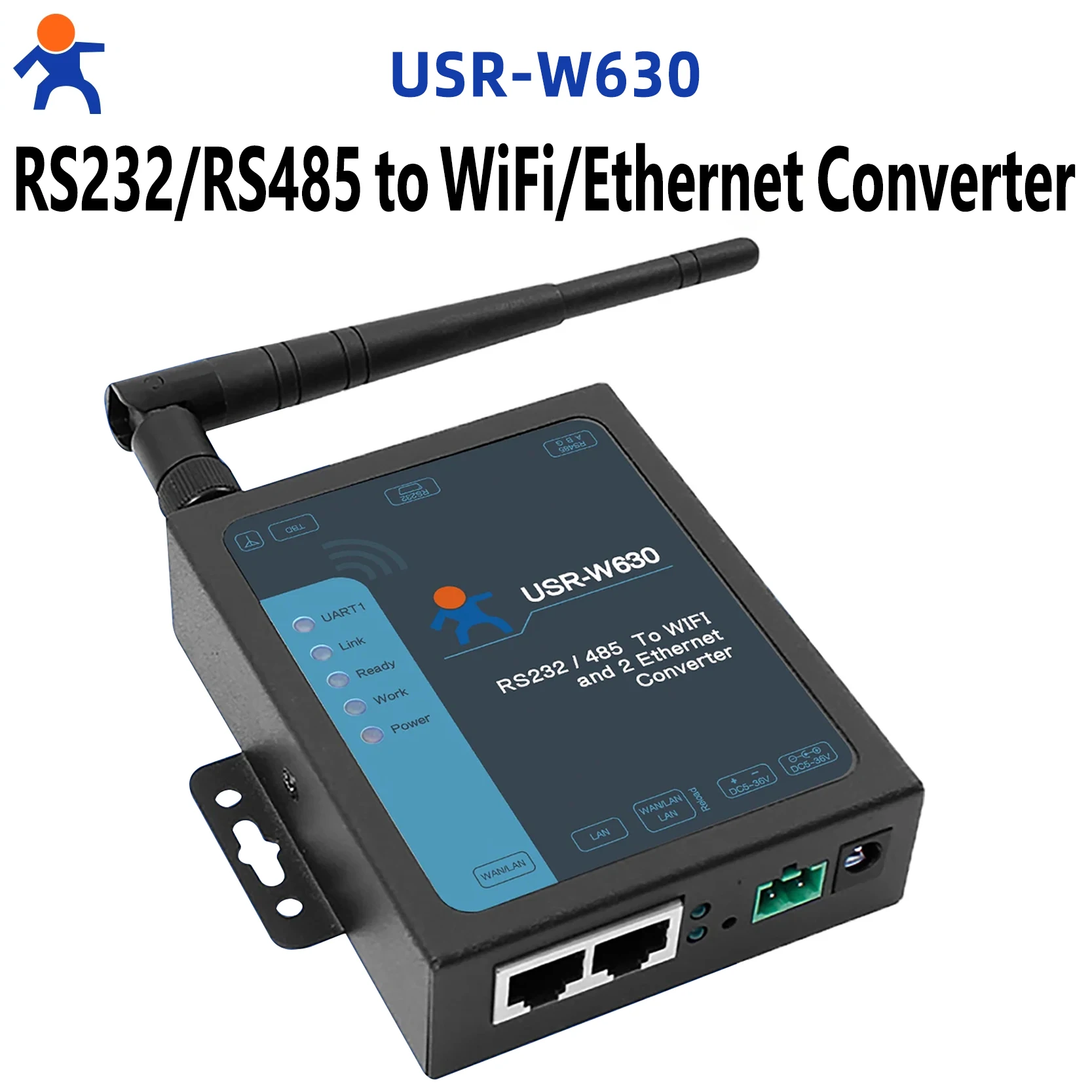 Serial RS232 RS485 to wifi/Ethernet  Converter Device Server modbus RTU to Modbus TCP gateway MQTT 2 Port Two Lan PUSR USR-W630