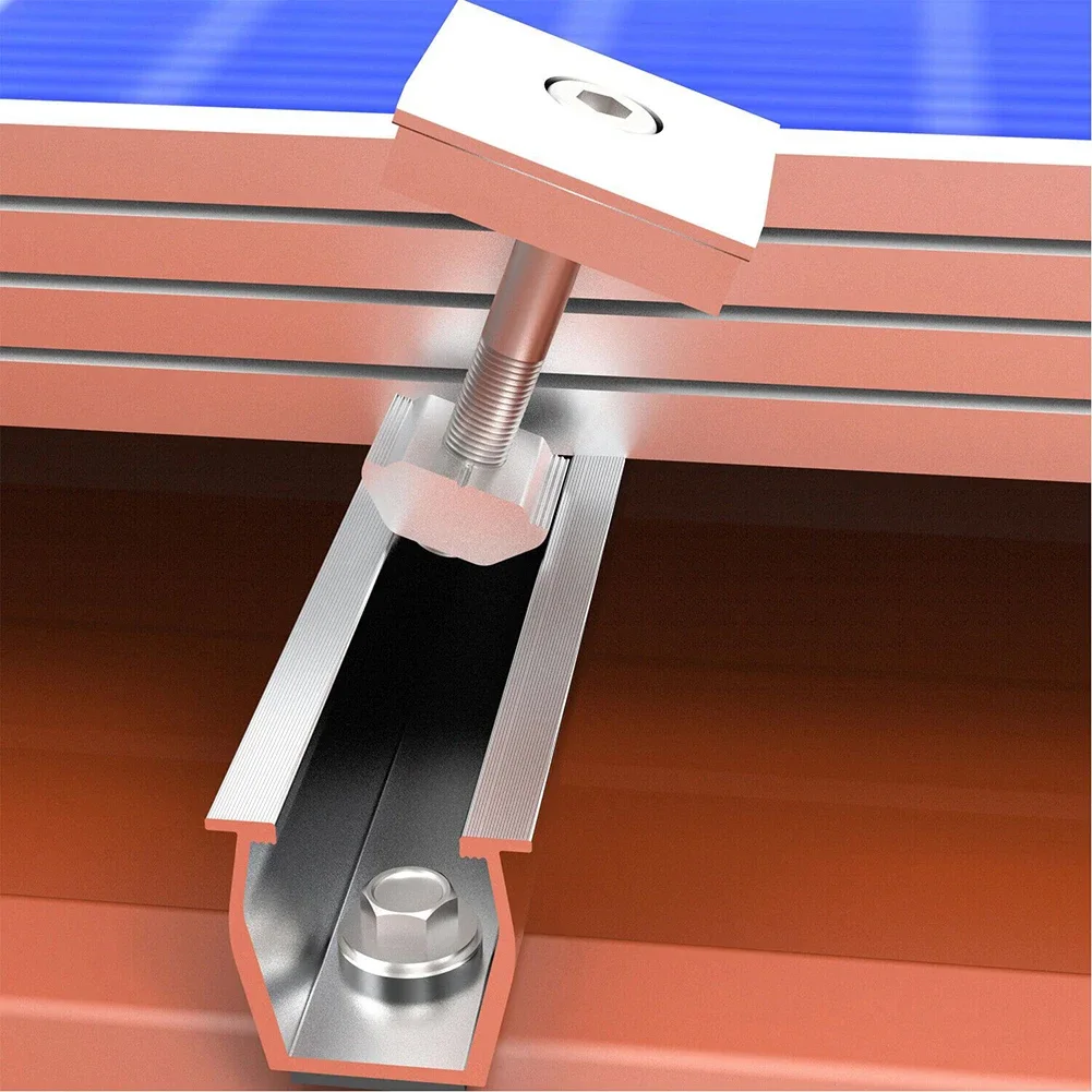 

Solar Panel Racking Rails Power Plant Aluminum Alloy Fastening Silver Solar Panel Bracket Trapezoidal Rail Home Brand New