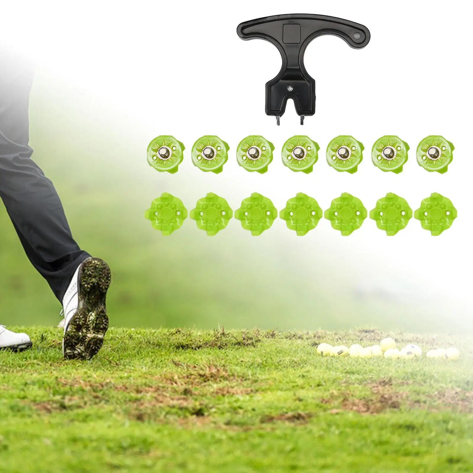 14Pcs Golf Shoe Spikes Golf Cleats Lightweight Anti Skid Easy to Install Practical Portable TPU with Golf Shoes Spikes Wrench