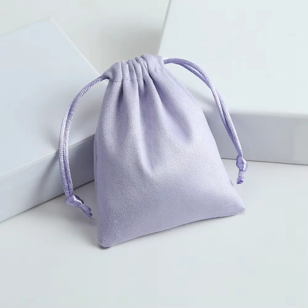 5Pcs Flannel Suede Drawstring Jewelry Pouches Gift Storage Bags for Rings Earrings Bracelets Pendants Perfect for Wedding Favors