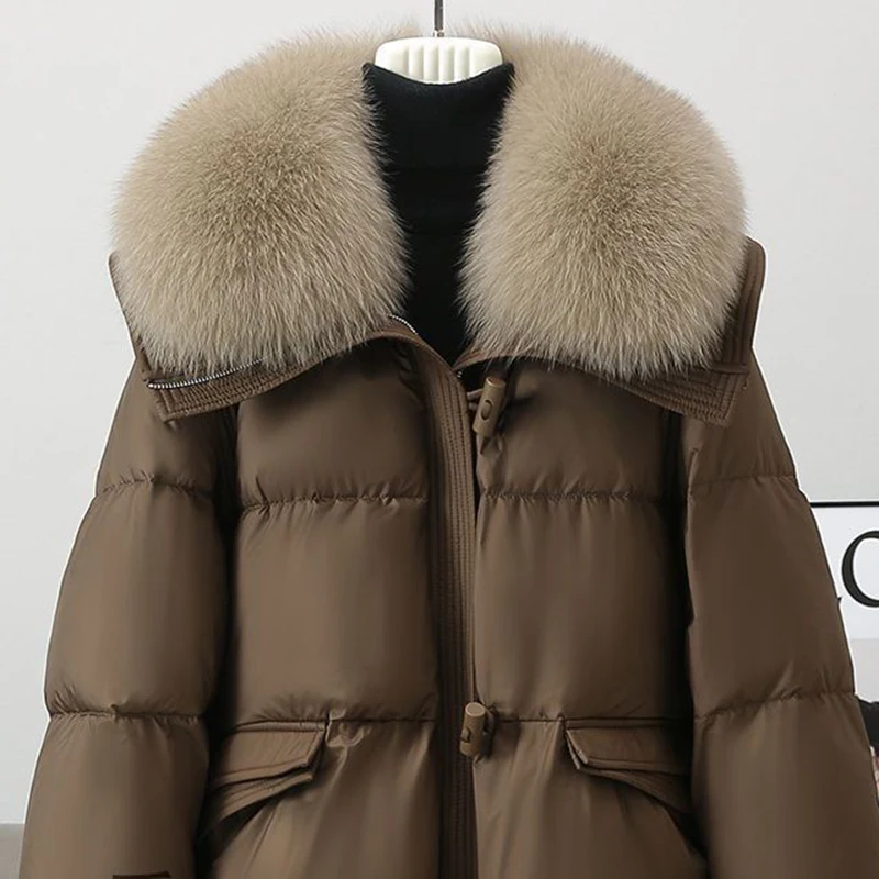 2024Winter New Down Cotton Jacket Women\'s Large Fur-collar Coats Cotton Parkas Y2K Thicken Warm Windproof Casual Overcoat Female