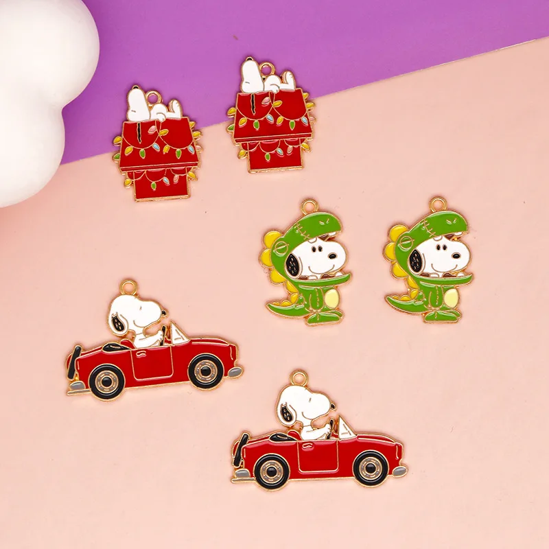 10/20 Piezas de Accesorios de Llavero de Snoopy Esmaltado Hechos a Mano para Fabricación de Joyas RedHouse, Fornituras de Joyería de Estilo Moderno