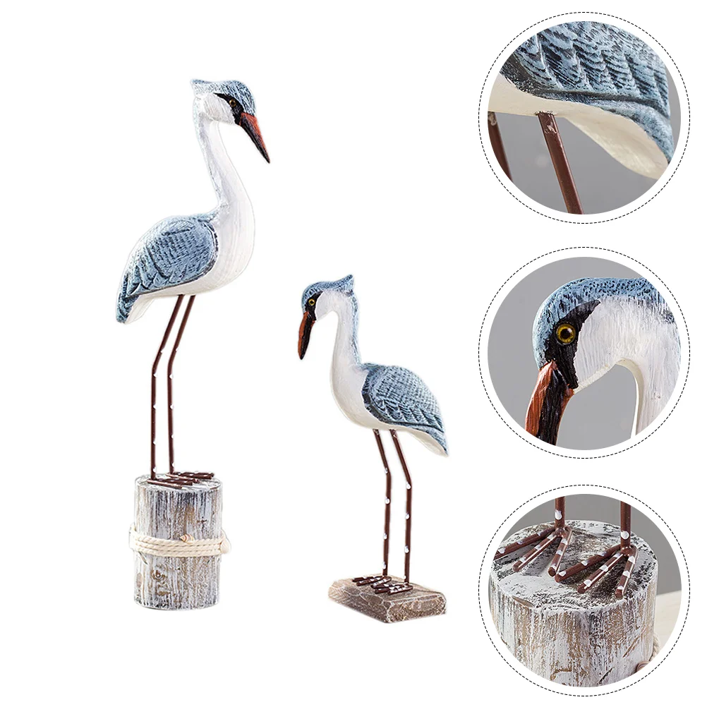 

2 Pcs Seagull Ornaments Outdoor Lovely Decor Shape Decoration Wooden Christmas Desktop for Gift Adornment