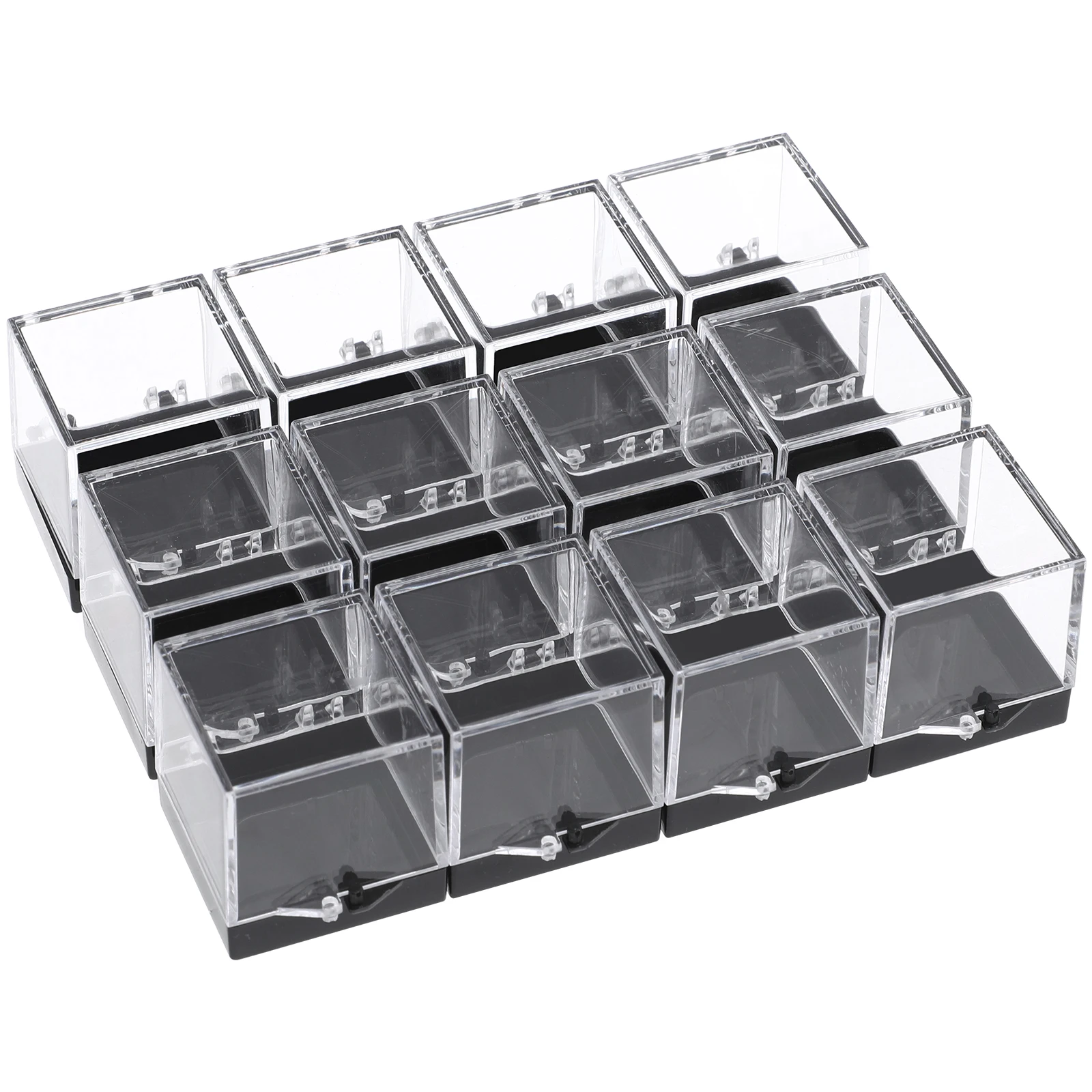 12pcs Clear Square Box Mineral Specimen Collection Storage Box Natural Stone Display Container Jewelry Collection Case