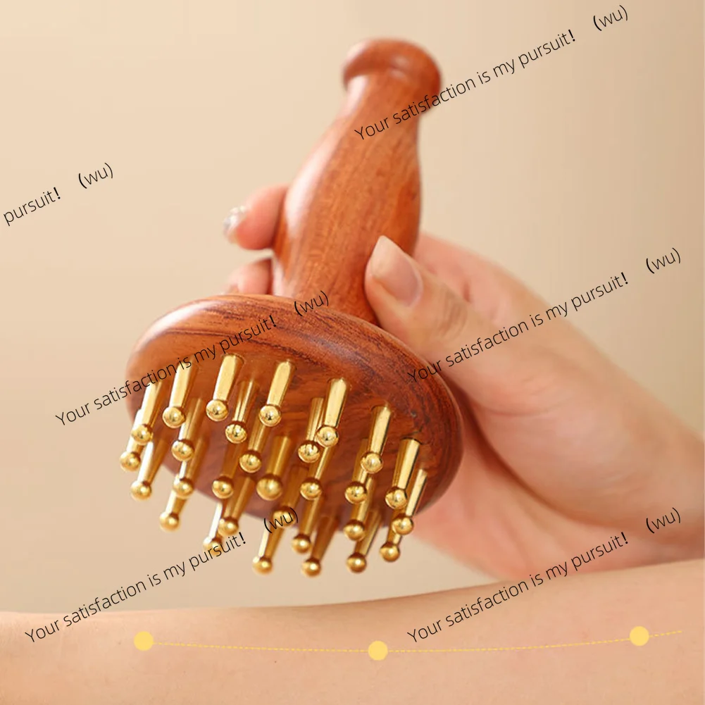 Head Meridians Massage Comb Copper Sandalwood Meridians Fine Tooth Comb Needling Guasha Scalp Massage Brush Relax Body Massager