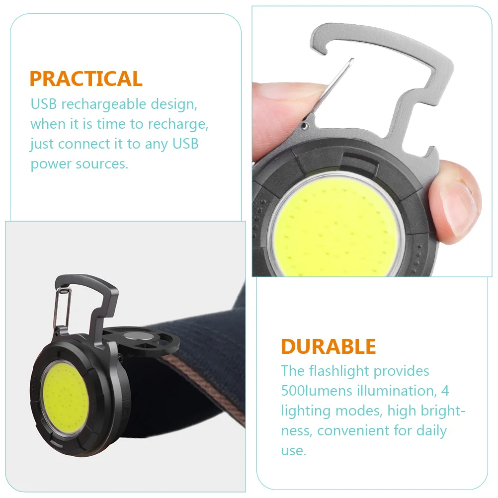 Aluminum ABS Mini Flashlight Keychain 500L High Brightness USB Rechargeable Pocket Light Daily Use Small Flashlights Outdoor