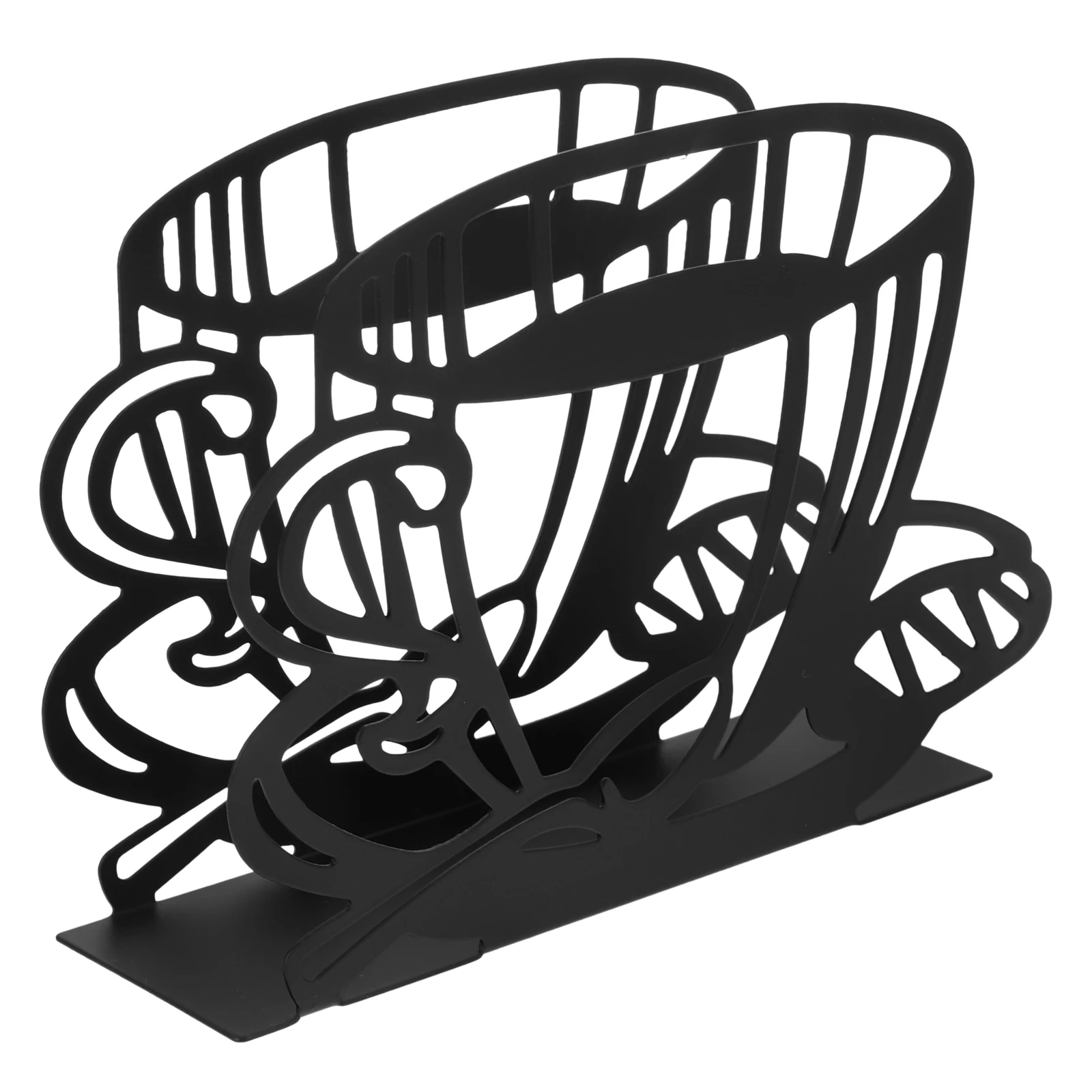 

Black Metal Coffee Cup Shaped Napkin Holder Tissue Stand Easy Clean Home Decor Storage Solution Kitchen Bar Accessories
