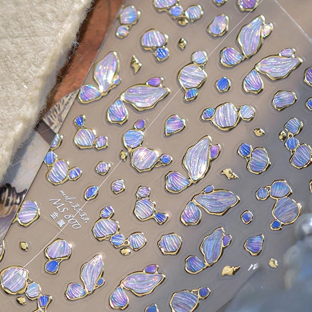 Elegant Gold Scepter 5Dสติกเกอร์เล็บGorgeousอัญมณีหรูหราCourtlyรูปแบบสร้อยคอกรอบSelfกาวเล็บDecals