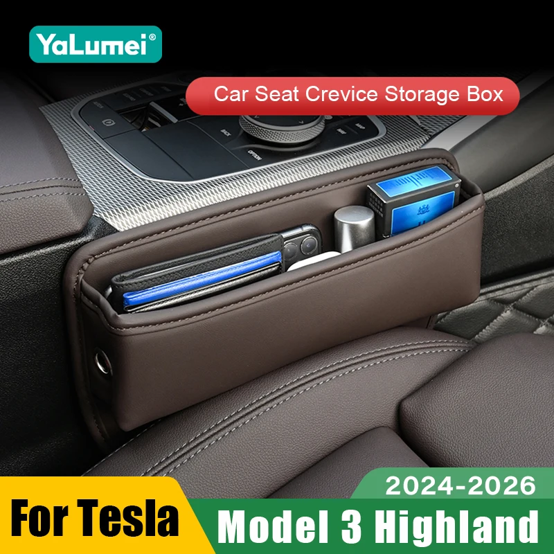 ل تسلا نموذج جديد 3 هايلاند 2024 2025 2026 مقعد السيارة شق صندوق تخزين جيب حامل هاتف مفتاح المنظم اكسسوارات