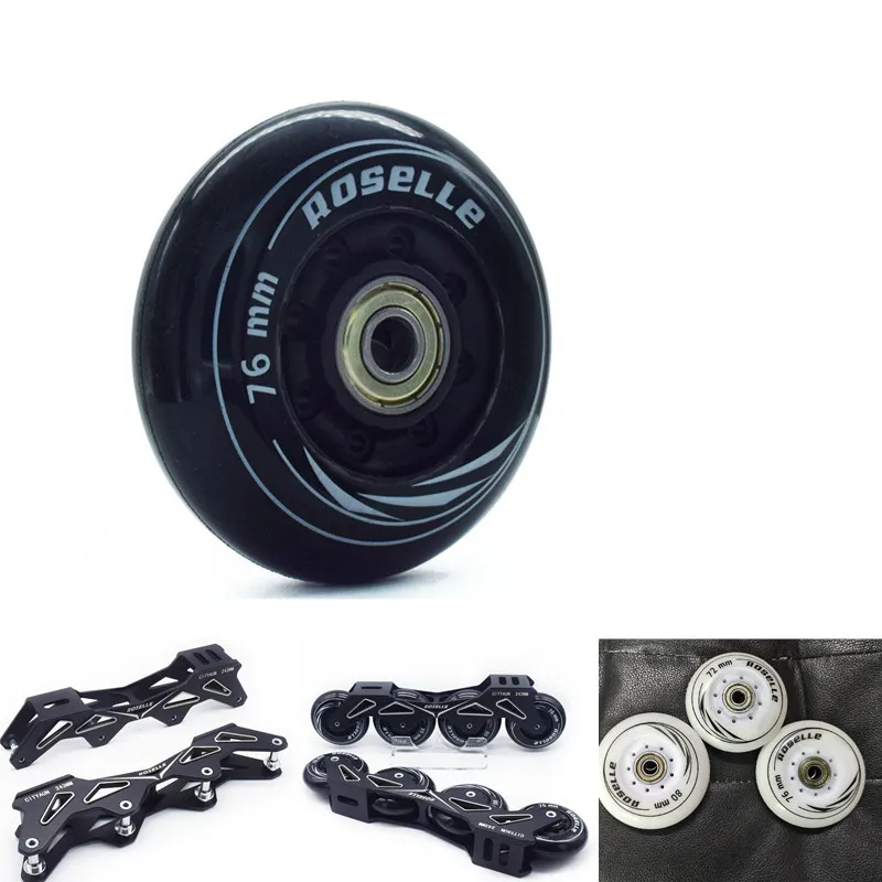 ROSELLE 80mm 76mm 72mm Inline Skates Wheels Skating wheel tire for SEBA FSK Slalom Slide Ruedas ABEC7 bearing spacer 4pcs