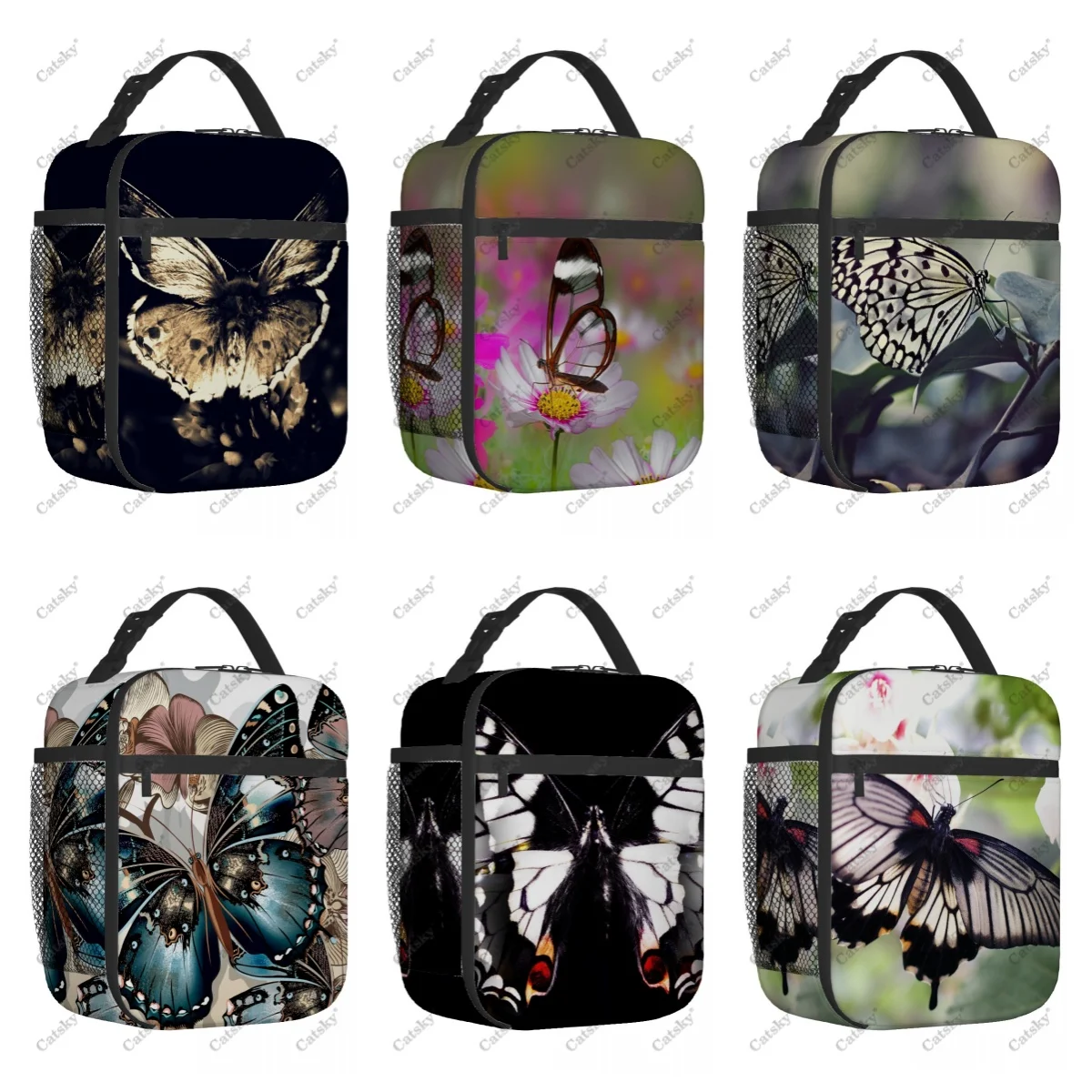 Butterfly Animal Portable aluminum foil thickened insulated lunch bag meal bag printed waterproof insulated lunch tote bags