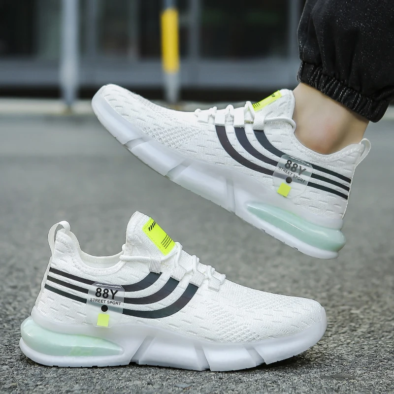 Spring and Autumn New Men's Casual Air Cushion Running Shoes Lightweight Mesh Casual Shoes Anti-Slip Shock Absorbing Sports Shoe