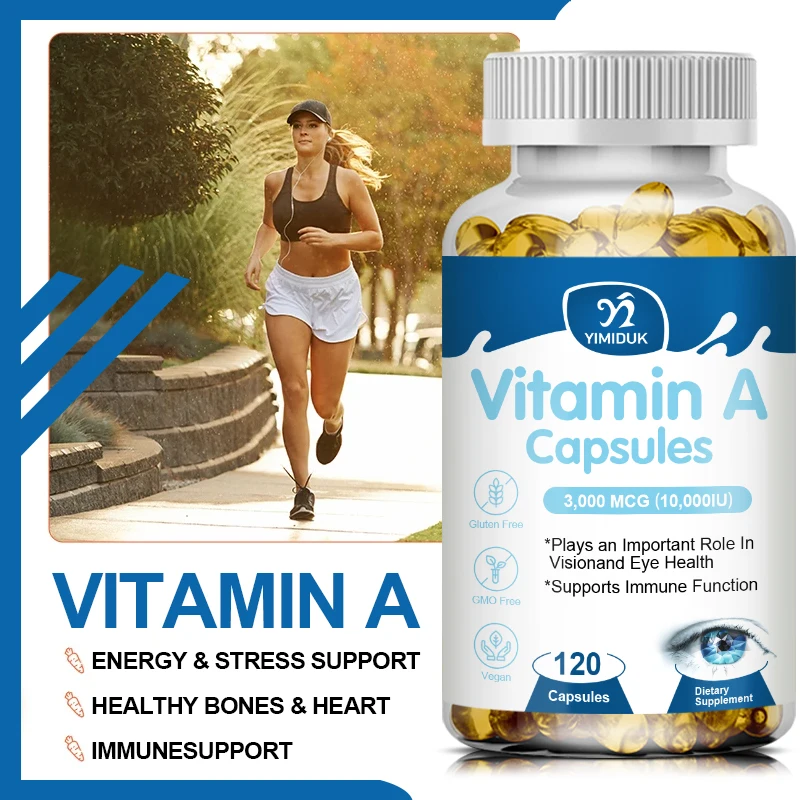 Eye Vitamins Vitamin A Capsules 10,000 IU Supports Healthy Skin & Eyes, Antioxidant Activity & Immune System Function