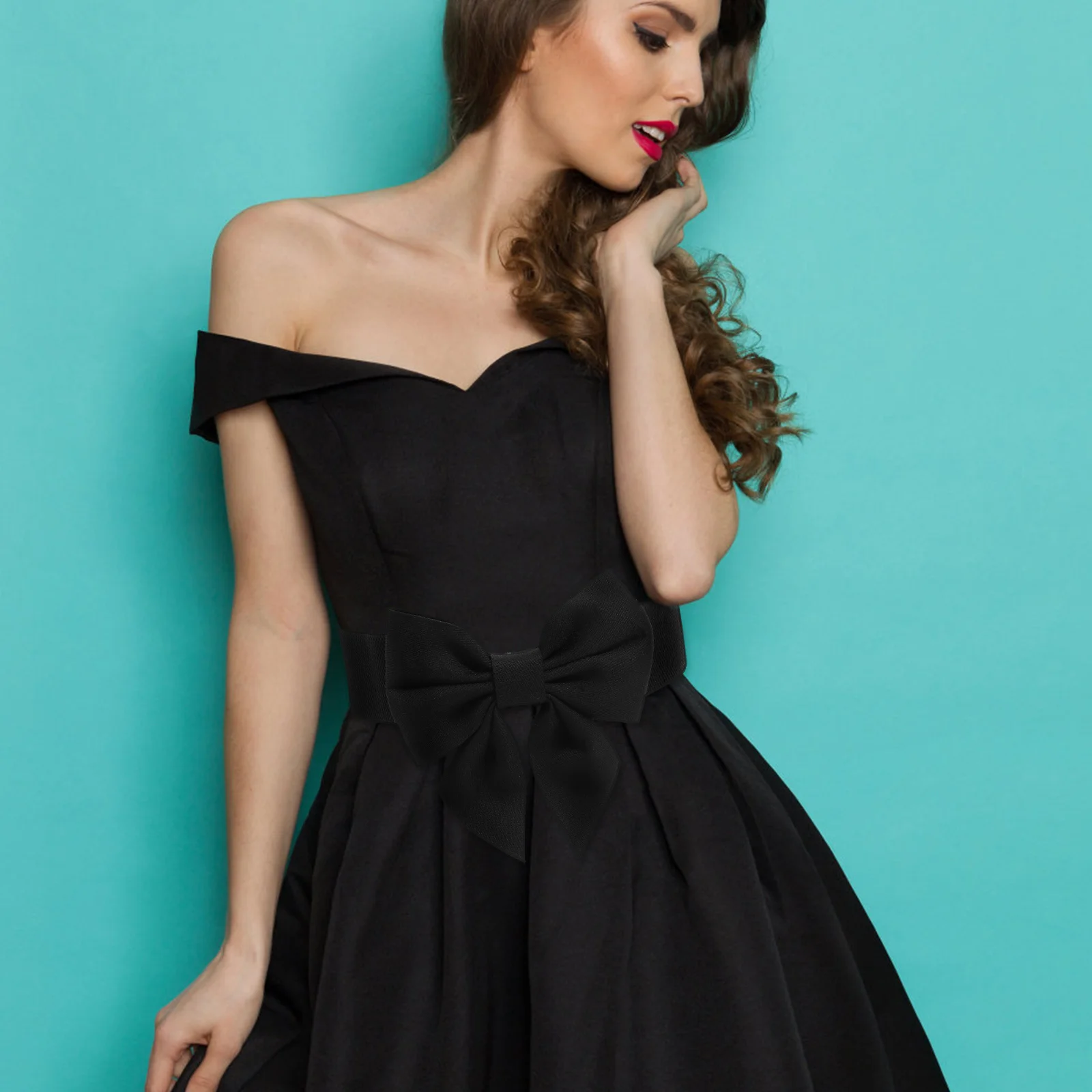 

Women Elastic Wide Stretchy Bowknot Dress Waist Sash Skirts Outfits Decorative Fashion Accessory Stretch For Women Ladies Party