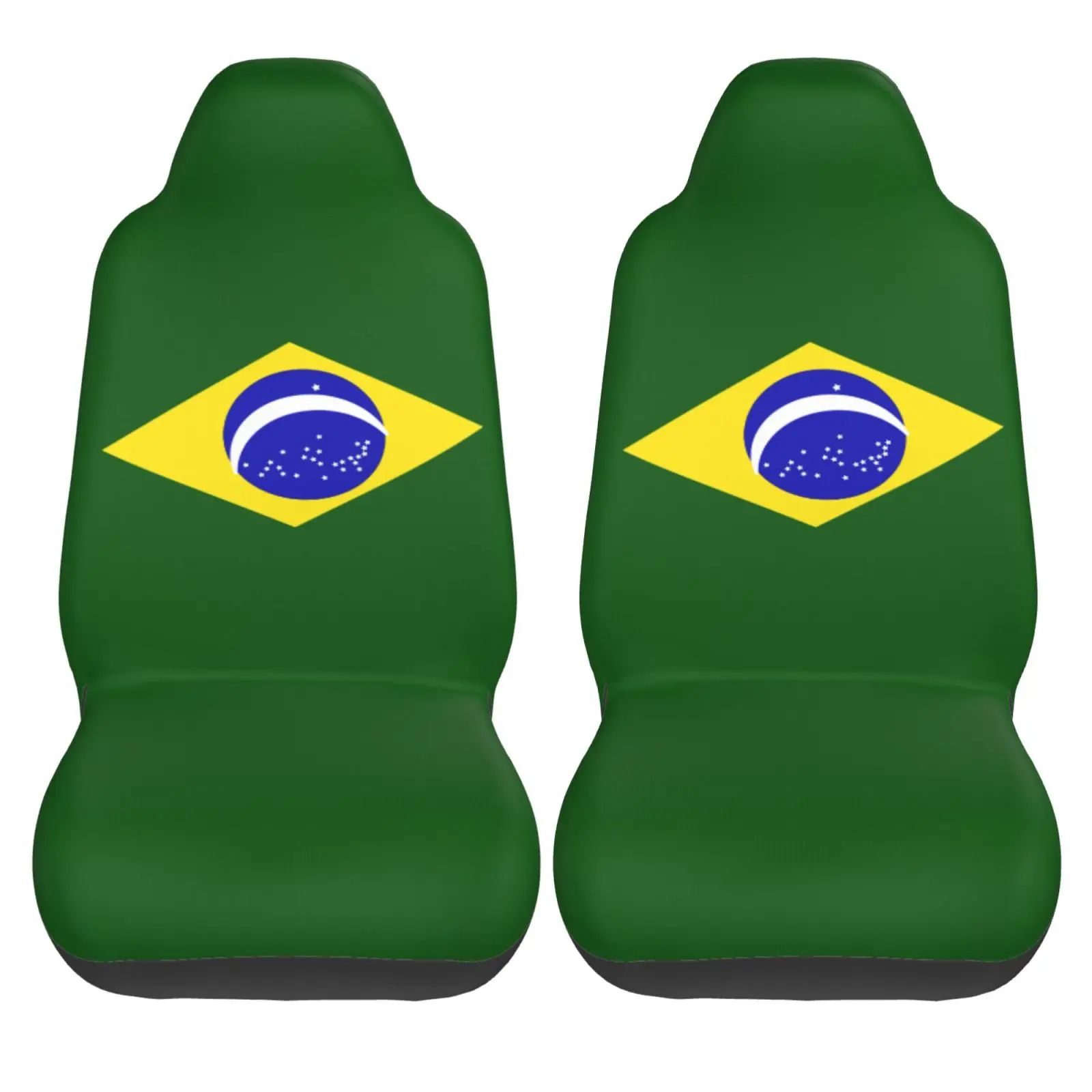 Flag of Brazil Pattern 2 PCS Car Seat Covers Front Auto Seat Cover Breathable Car Bucket Seats Protector Covers Universal Fit