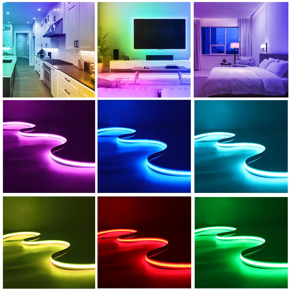 DC 5V SK6812 RGB Full Color COB Strip 332Leds/m High Density Flexible Tape Individually Addressable LED Light Same As WS2812B